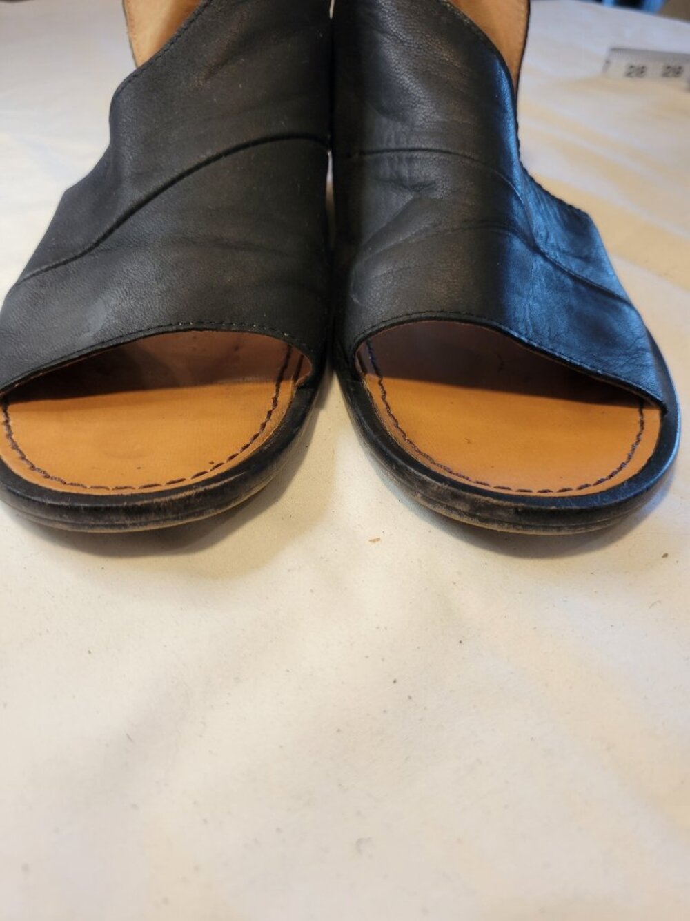 Free People Black Leather Slide Sandals Made in Spain Women's EU 37.5 US 7.5 - Picture 2 of 13